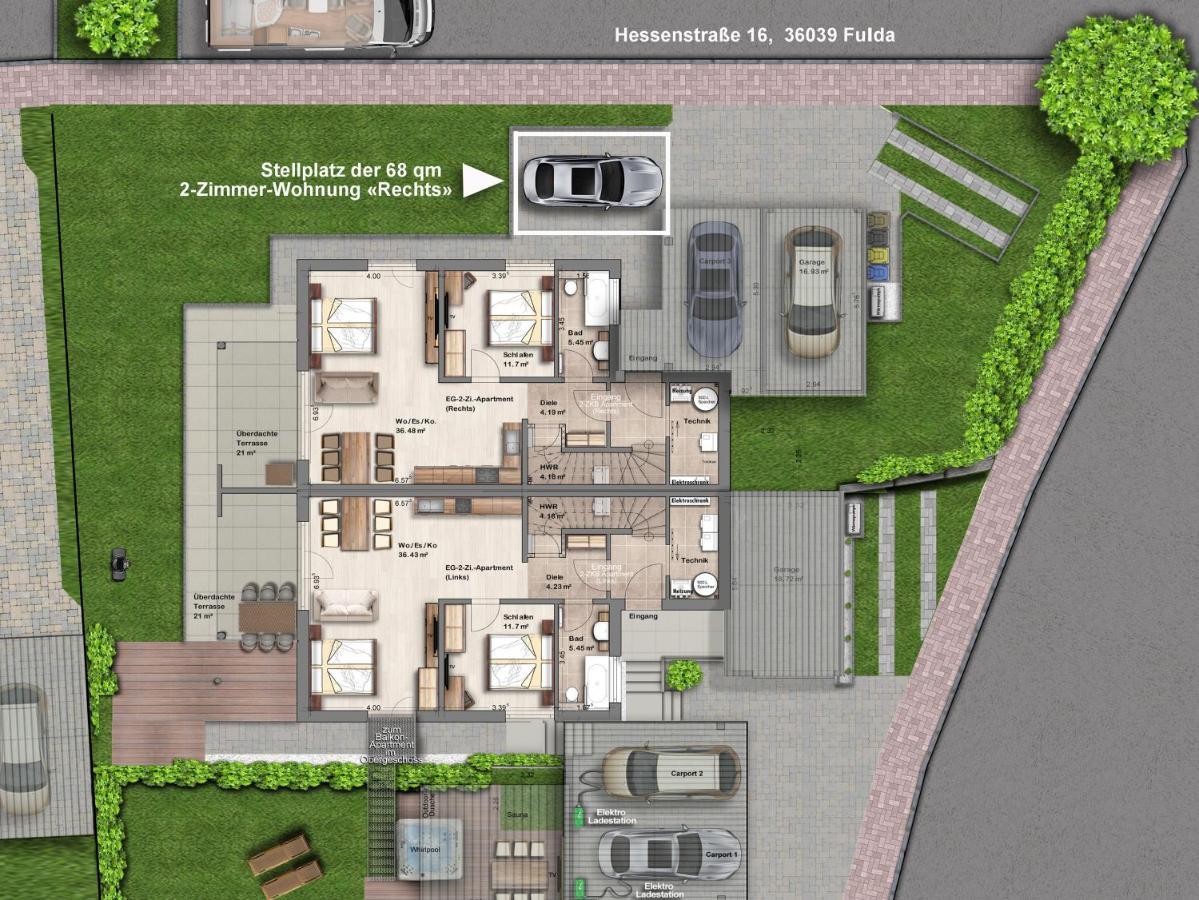 -Neubau- 68 Qm 2-Zimmer-Wohnung 富尔达 外观 照片